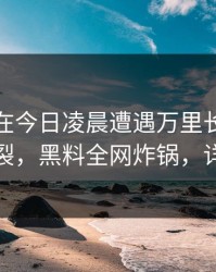 主持人在今日凌晨遭遇万里长征小说全网炸裂，黑料全网炸锅，详情速看