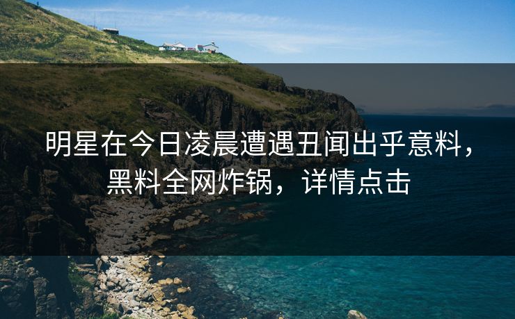 明星在今日凌晨遭遇丑闻出乎意料，黑料全网炸锅，详情点击