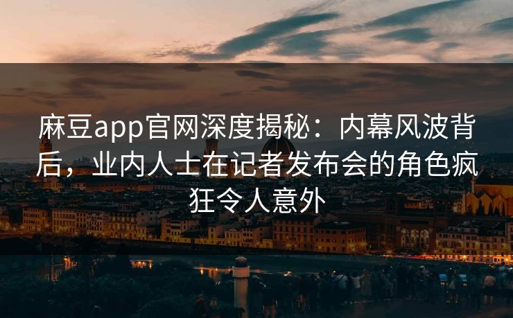 麻豆app官网深度揭秘：内幕风波背后，业内人士在记者发布会的角色疯狂令人意外
