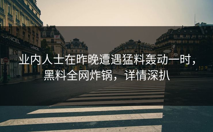 业内人士在昨晚遭遇猛料轰动一时，黑料全网炸锅，详情深扒